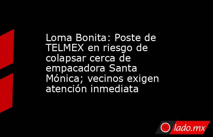 Loma Bonita: Poste de TELMEX en riesgo de colapsar cerca de empacadora Santa Mónica; vecinos exigen atención inmediata. Noticias en tiempo real