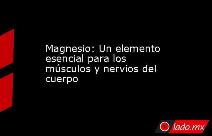 Magnesio: Un elemento esencial para los músculos y nervios del cuerpo. Noticias en tiempo real