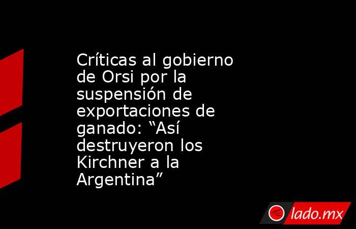 Críticas al gobierno de Orsi por la suspensión de exportaciones de ganado: “Así destruyeron los Kirchner a la Argentina”. Noticias en tiempo real