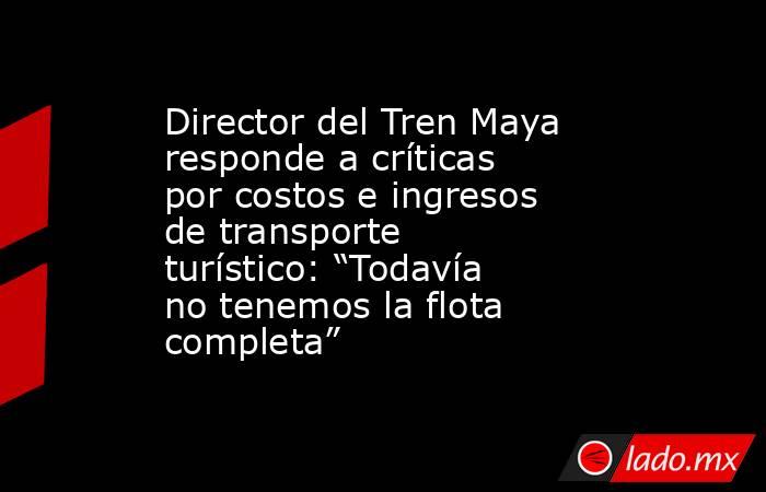 Director del Tren Maya responde a críticas por costos e ingresos de transporte turístico: “Todavía no tenemos la flota completa”. Noticias en tiempo real