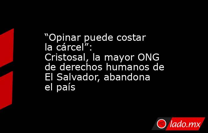 “Opinar puede costar la cárcel”: Cristosal, la mayor ONG de derechos humanos de El Salvador, abandona el país. Noticias en tiempo real