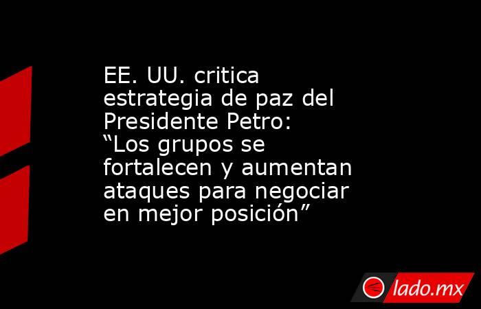EE. UU. critica estrategia de paz del Presidente Petro: “Los grupos se fortalecen y aumentan ataques para negociar en mejor posición”. Noticias en tiempo real