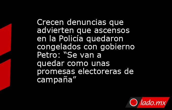 Crecen denuncias que advierten que ascensos en la Policía quedaron congelados con gobierno Petro: “Se van a quedar como unas promesas electoreras de campaña” . Noticias en tiempo real