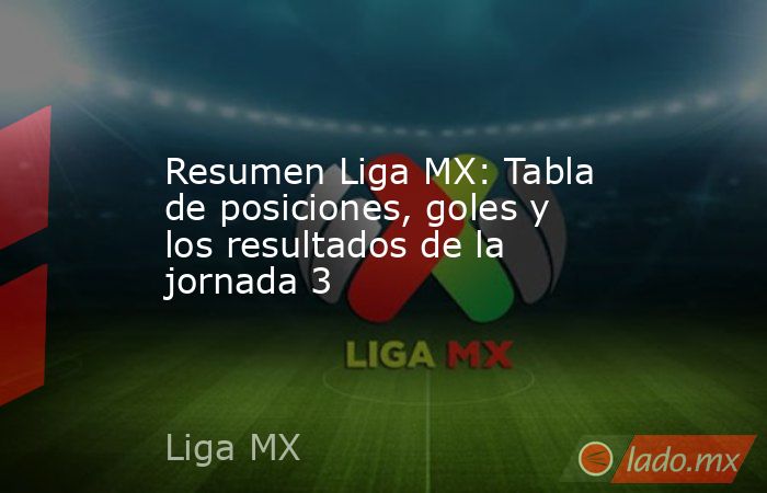 Resumen Liga MX: Tabla de posiciones, goles y los resultados de la jornada 3. Noticias en tiempo real