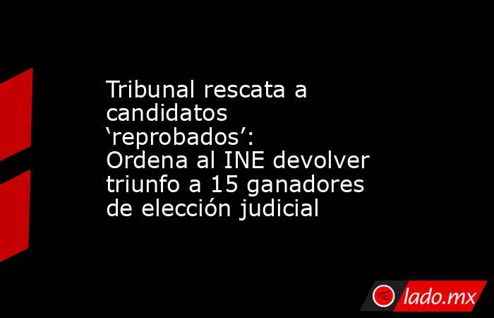 Tribunal rescata a candidatos ‘reprobados’: Ordena al INE devolver triunfo a 15 ganadores de elección judicial. Noticias en tiempo real