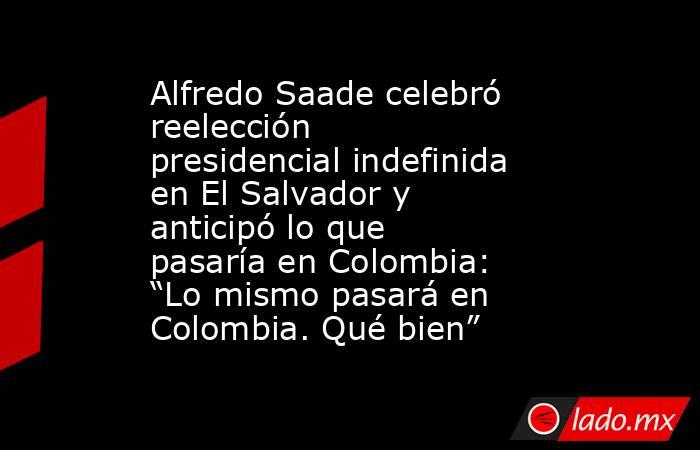 Alfredo Saade celebró reelección presidencial indefinida en El Salvador y anticipó lo que pasaría en Colombia: “Lo mismo pasará en Colombia. Qué bien”. Noticias en tiempo real