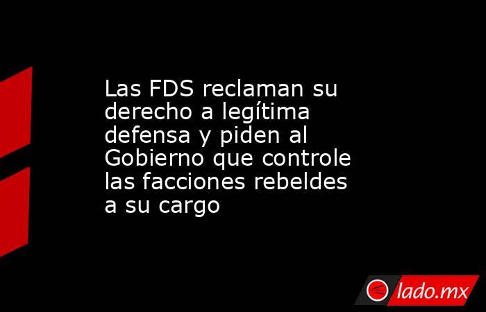 Las FDS reclaman su derecho a legítima defensa y piden al Gobierno que controle las facciones rebeldes a su cargo. Noticias en tiempo real