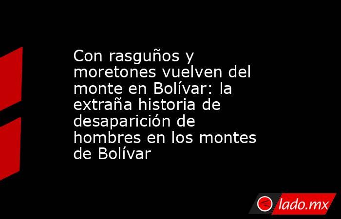 Con rasguños y moretones vuelven del monte en Bolívar: la extraña historia de desaparición de hombres en los montes de Bolívar. Noticias en tiempo real