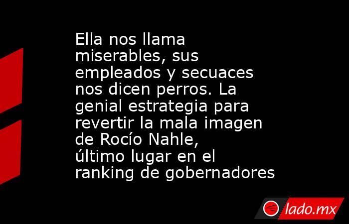 Ella nos llama miserables, sus empleados y secuaces nos dicen perros. La genial estrategia para revertir la mala imagen de Rocío Nahle, último lugar en el ranking de gobernadores. Noticias en tiempo real