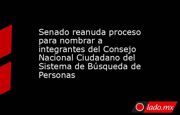 Senado reanuda proceso para nombrar a integrantes del Consejo Nacional Ciudadano del Sistema de Búsqueda de Personas. Noticias en tiempo real
