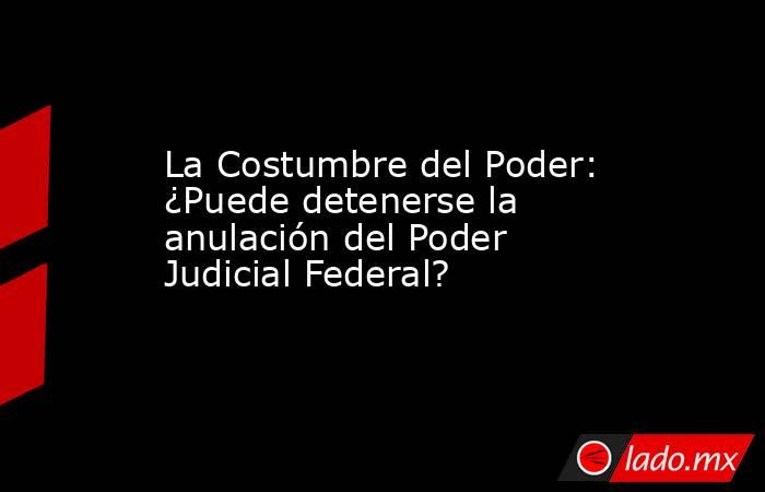 La Costumbre del Poder: ¿Puede detenerse la anulación del Poder Judicial Federal?. Noticias en tiempo real