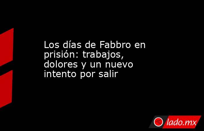 Los días de Fabbro en prisión: trabajos, dolores y un nuevo intento por salir. Noticias en tiempo real