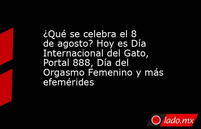 ¿Qué se celebra el 8 de agosto? Hoy es Día Internacional del Gato, Portal 888, Día del Orgasmo Femenino y más efemérides. Noticias en tiempo real