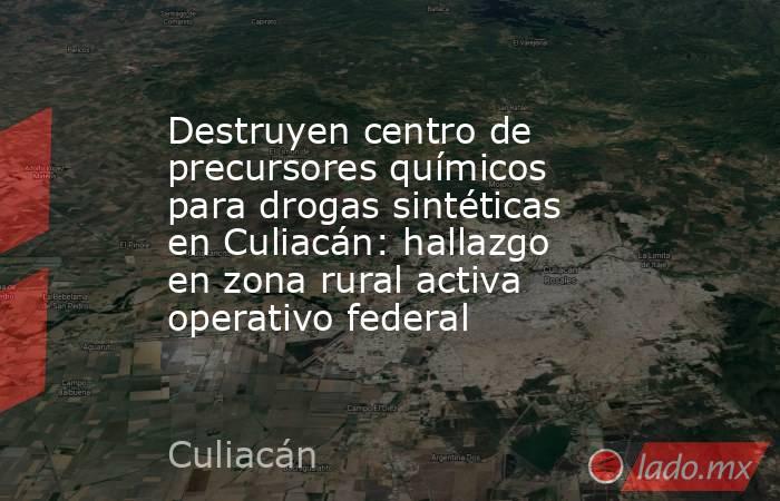Destruyen centro de precursores químicos para drogas sintéticas en Culiacán: hallazgo en zona rural activa operativo federal. Noticias en tiempo real