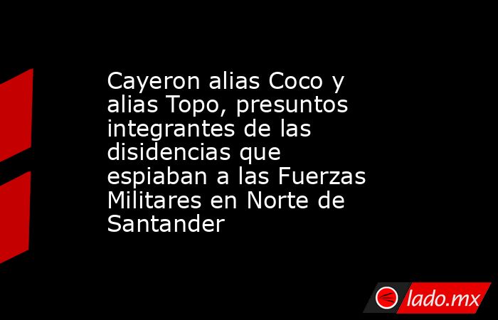 Cayeron alias Coco y alias Topo, presuntos integrantes de las disidencias que espiaban a las Fuerzas Militares en Norte de Santander . Noticias en tiempo real