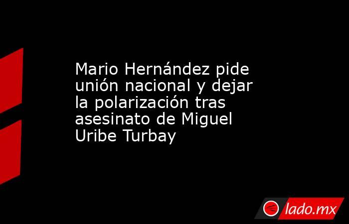 Mario Hernández pide unión nacional y dejar la polarización tras asesinato de Miguel Uribe Turbay. Noticias en tiempo real