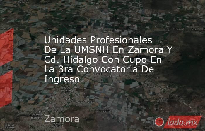 Unidades Profesionales De La UMSNH En Zamora Y Cd. Hidalgo Con Cupo En La 3ra Convocatoria De Ingreso. Noticias en tiempo real