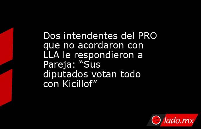 Dos intendentes del PRO que no acordaron con LLA le respondieron a Pareja: “Sus diputados votan todo con Kicillof”. Noticias en tiempo real