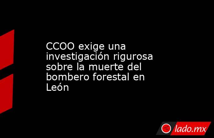 CCOO exige una investigación rigurosa sobre la muerte del bombero forestal en León. Noticias en tiempo real