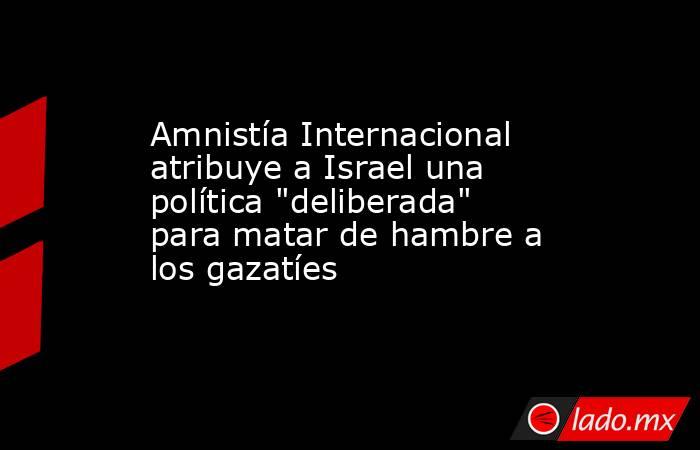 Amnistía Internacional atribuye a Israel una política 