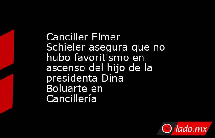 Canciller Elmer Schieler asegura que no hubo favoritismo en ascenso del hijo de la presidenta Dina Boluarte en Cancillería. Noticias en tiempo real