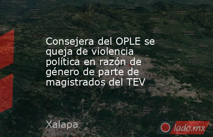 Consejera del OPLE se queja de violencia política en razón de género de parte de magistrados del TEV. Noticias en tiempo real