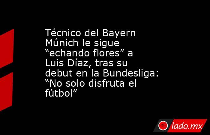 Técnico del Bayern Múnich le sigue “echando flores” a Luis Díaz, tras su debut en la Bundesliga: “No solo disfruta el fútbol” . Noticias en tiempo real