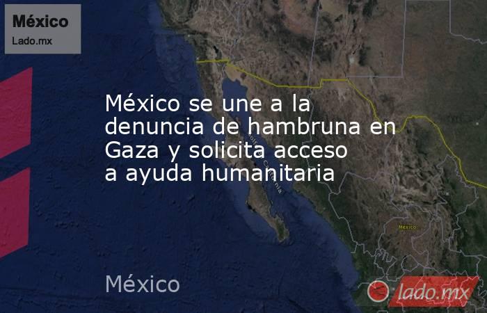 México se une a la denuncia de hambruna en Gaza y solicita acceso a ayuda humanitaria. Noticias en tiempo real