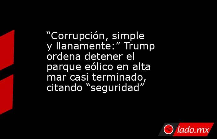 “Corrupción, simple y llanamente:” Trump ordena detener el parque eólico en alta mar casi terminado, citando “seguridad”. Noticias en tiempo real