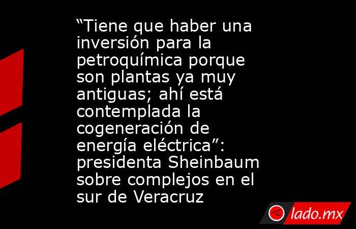 “Tiene que haber una inversión para la petroquímica porque son plantas ya muy antiguas; ahí está contemplada la cogeneración de energía eléctrica”: presidenta Sheinbaum sobre complejos en el sur de Veracruz. Noticias en tiempo real