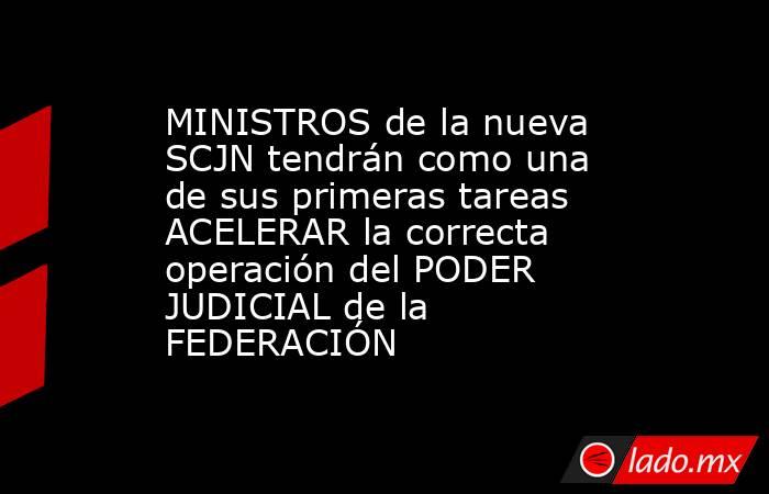 MINISTROS de la nueva SCJN tendrán como una de sus primeras tareas ACELERAR la correcta operación del PODER JUDICIAL de la FEDERACIÓN. Noticias en tiempo real