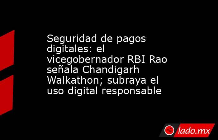 Seguridad de pagos digitales: el vicegobernador RBI Rao señala Chandigarh Walkathon; subraya el uso digital responsable. Noticias en tiempo real