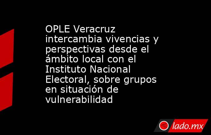 OPLE Veracruz intercambia vivencias y perspectivas desde el ámbito local con el Instituto Nacional Electoral, sobre grupos en situación de vulnerabilidad. Noticias en tiempo real