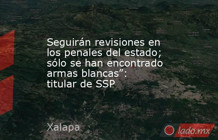 Seguirán revisiones en los penales del estado; sólo se han encontrado armas blancas”: titular de SSP. Noticias en tiempo real