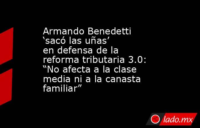 Armando Benedetti ‘sacó las uñas’ en defensa de la reforma tributaria 3.0: “No afecta a la clase media ni a la canasta familiar”. Noticias en tiempo real