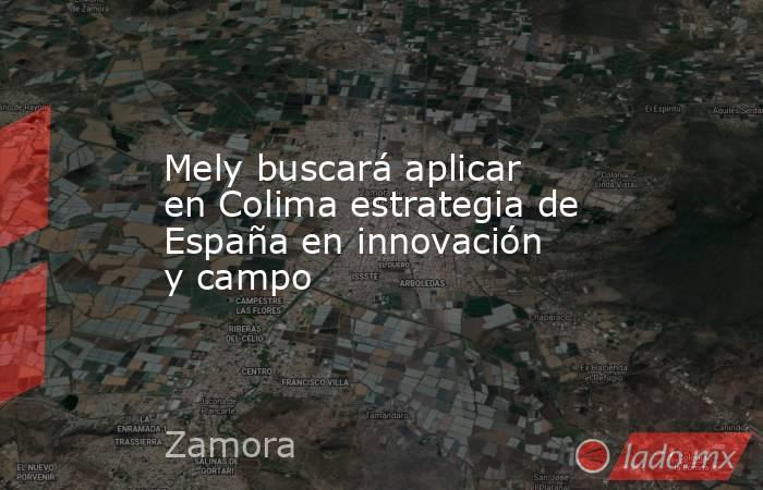 Mely buscará aplicar en Colima estrategia de España en innovación y campo . Noticias en tiempo real