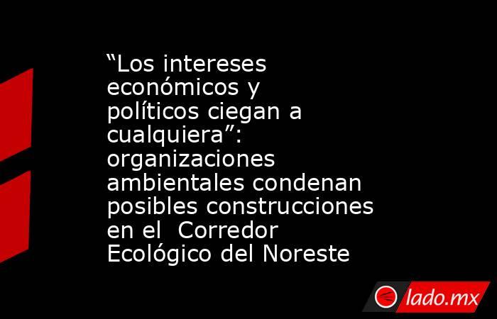“Los intereses económicos y políticos ciegan a cualquiera”: organizaciones ambientales condenan posibles construcciones en el  Corredor Ecológico del Noreste . Noticias en tiempo real