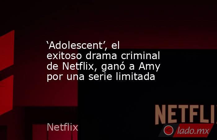 ‘Adolescent’, el exitoso drama criminal de Netflix, ganó a Amy por una serie limitada. Noticias en tiempo real