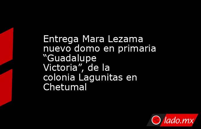 Entrega Mara Lezama nuevo domo en primaria “Guadalupe Victoria”, de la colonia Lagunitas en Chetumal. Noticias en tiempo real