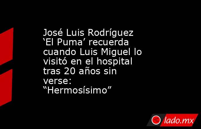 José Luis Rodríguez ‘El Puma’ recuerda cuando Luis Miguel lo visitó en el hospital tras 20 años sin verse: “Hermosísimo”. Noticias en tiempo real