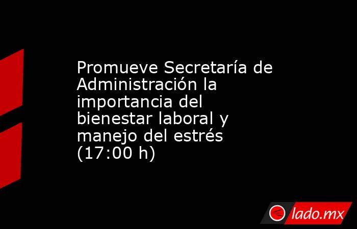 Promueve Secretaría de Administración la importancia del bienestar laboral y manejo del estrés (17:00 h). Noticias en tiempo real