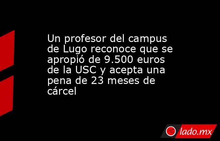 Un profesor del campus de Lugo reconoce que se apropió de 9.500 euros de la USC y acepta una pena de 23 meses de cárcel. Noticias en tiempo real