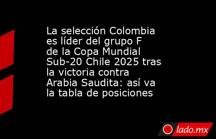 La selección Colombia es líder del grupo F de la Copa Mundial Sub-20 Chile 2025 tras la victoria contra Arabia Saudita: así va la tabla de posiciones. Noticias en tiempo real