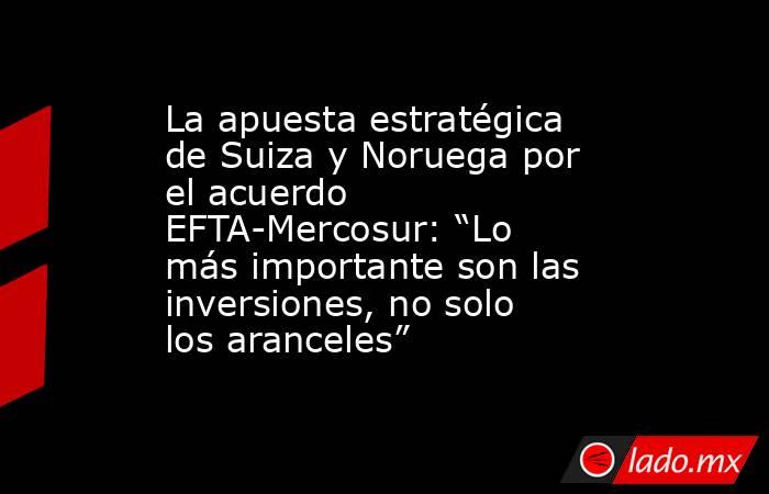 La apuesta estratégica de Suiza y Noruega por el acuerdo EFTA-Mercosur: “Lo más importante son las inversiones, no solo los aranceles”. Noticias en tiempo real