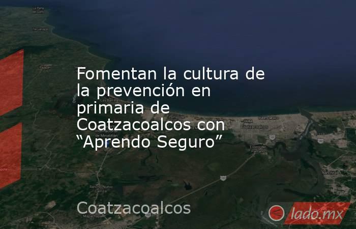 Fomentan la cultura de la prevención en primaria de Coatzacoalcos con “Aprendo Seguro”. Noticias en tiempo real