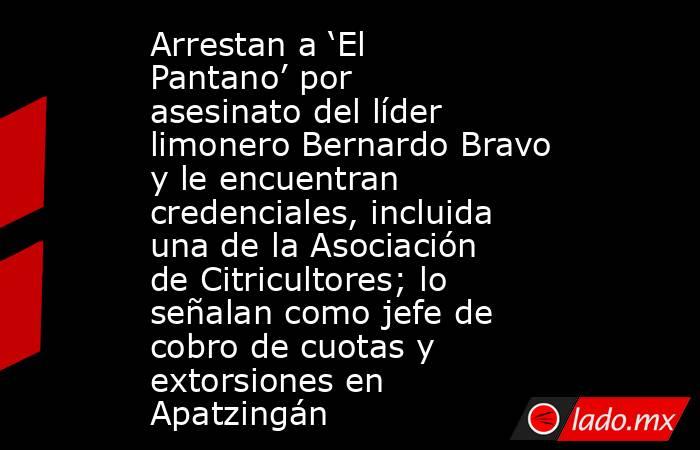 Arrestan a ‘El Pantano’ por asesinato del líder limonero Bernardo Bravo y le encuentran credenciales, incluida una de la Asociación de Citricultores; lo señalan como jefe de cobro de cuotas y extorsiones en Apatzingán. Noticias en tiempo real