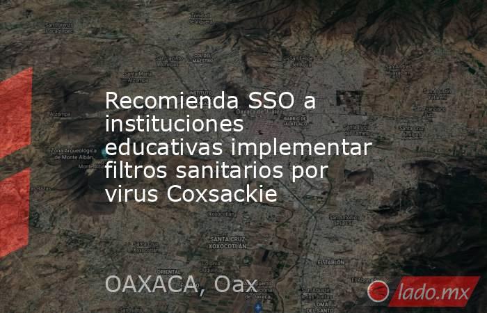 Recomienda SSO a instituciones educativas implementar filtros sanitarios por virus Coxsackie. Noticias en tiempo real