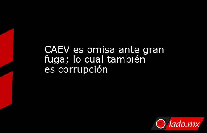 CAEV es omisa ante gran fuga; lo cual también es corrupción. Noticias en tiempo real