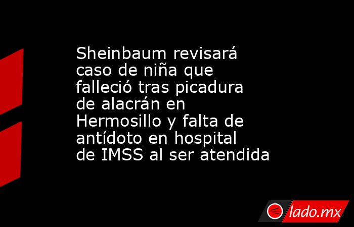 Sheinbaum revisará caso de niña que falleció tras picadura de alacrán en Hermosillo y falta de antídoto en hospital de IMSS al ser atendida. Noticias en tiempo real