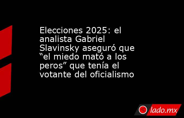 Elecciones 2025: el analista Gabriel Slavinsky aseguró que “el miedo mató a los peros” que tenía el votante del oficialismo. Noticias en tiempo real